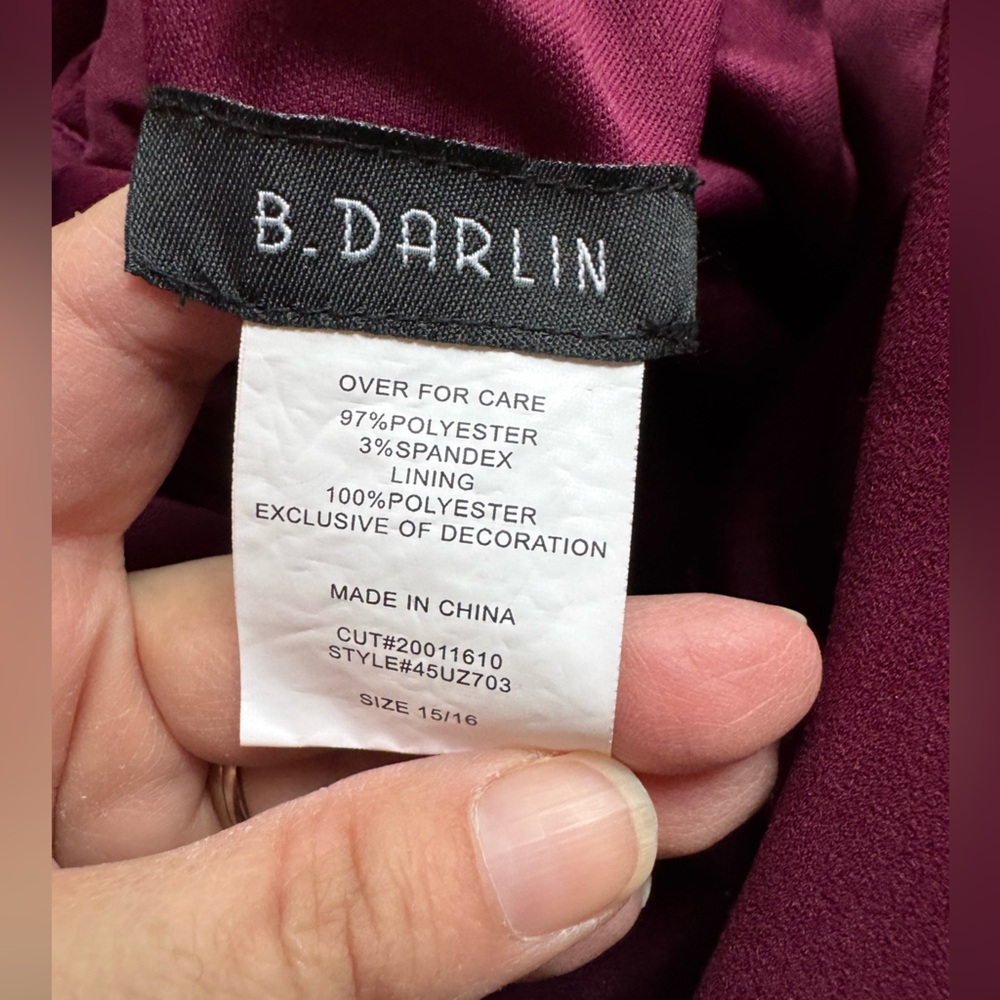 B Darlin Red Wine jr Embroidered Mini Fit & Flare Dress Size 15/16 - Picture 7 of 7